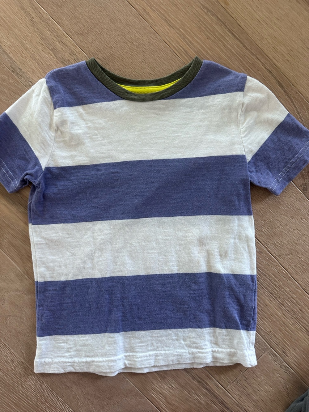 Boden Boys Blue and White Striped Tee
